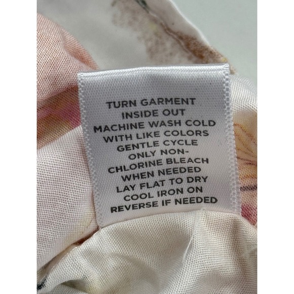 Fairhope Floral Ruffle Sleeve Top Pintuck Detail White Pink Yellow L - Picture 6 of 6